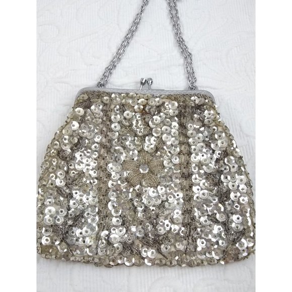 Vintage cocktail/ formal /evening sequined handbag made in Hong Kong - Picture 8 of 12
